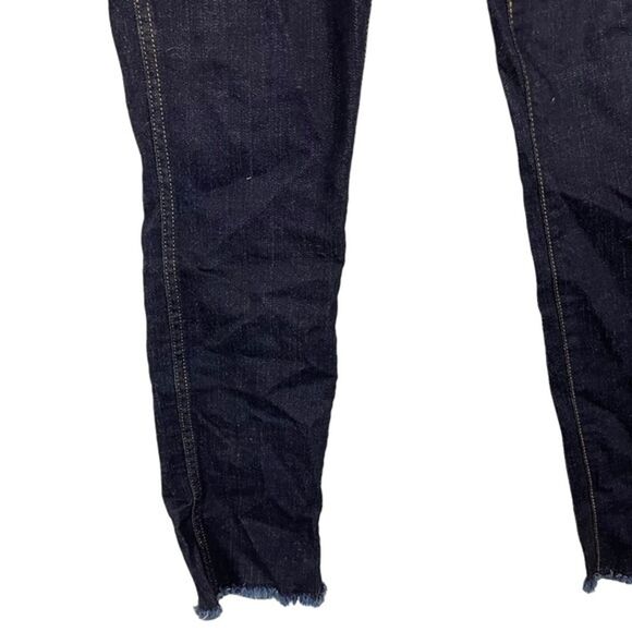 7 SEVEN FOR ALL MANKIND Dark Wash Raw Hem Slim Straight Zip Fly Stretch Jeans 26 - Picture 13 of 16
